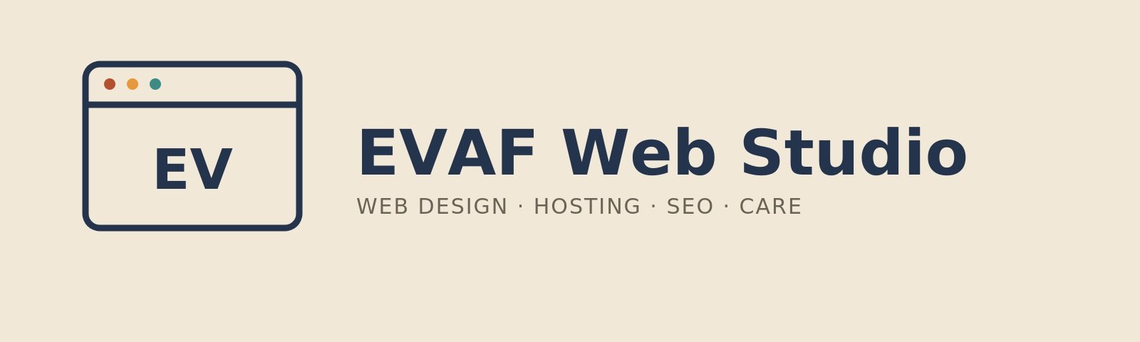EVAF Web Studio logo featuring a browser-window icon